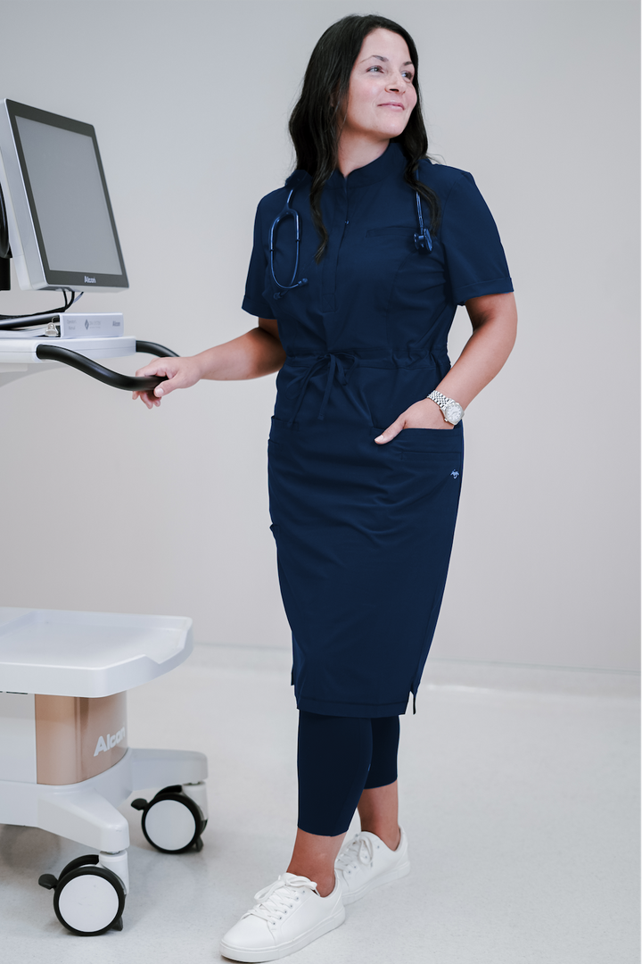 Women's Medical Scrub Dress | Navy Blue