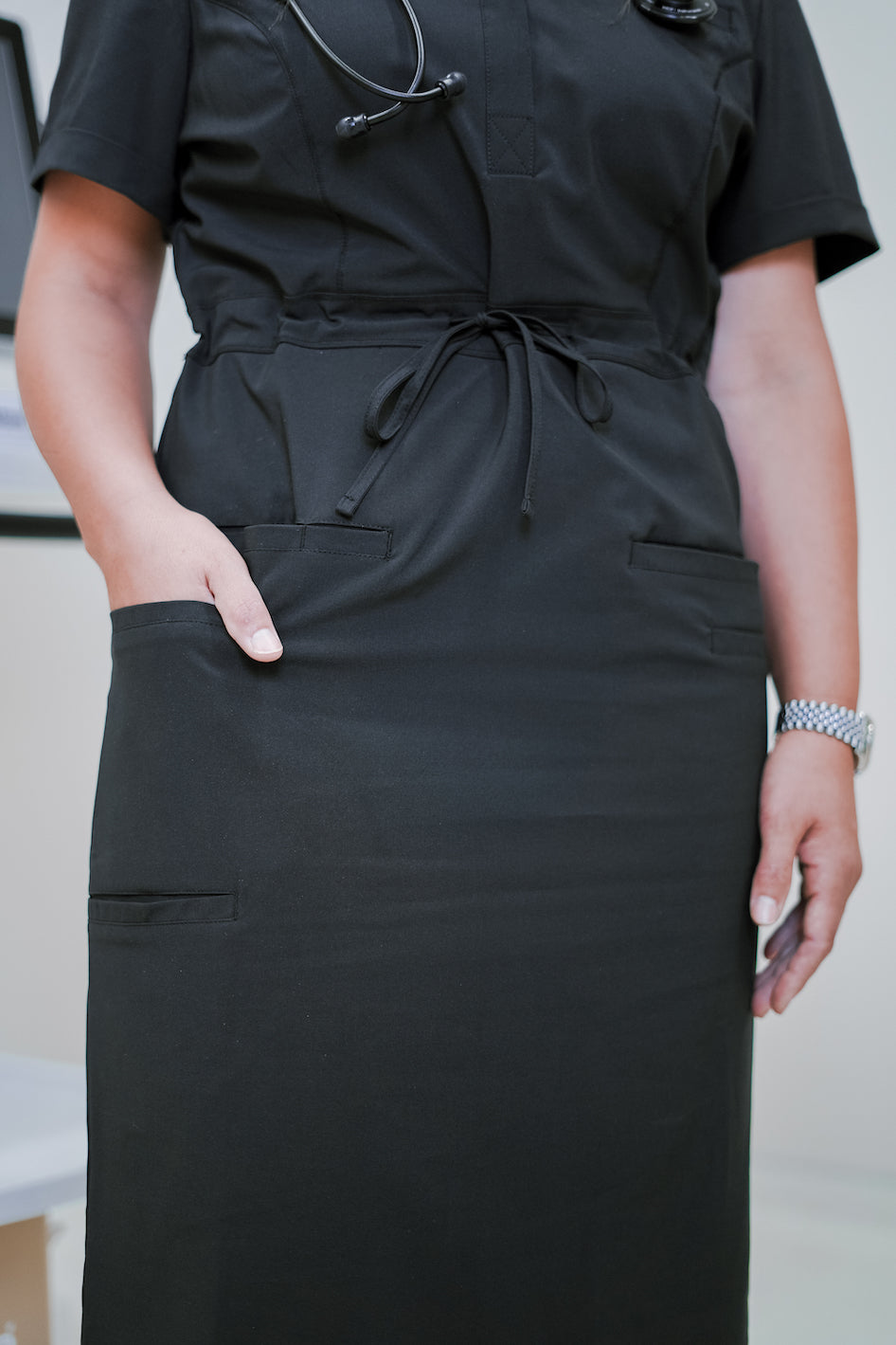 Women's Medical Scrub Dress | Black | C.Saucy