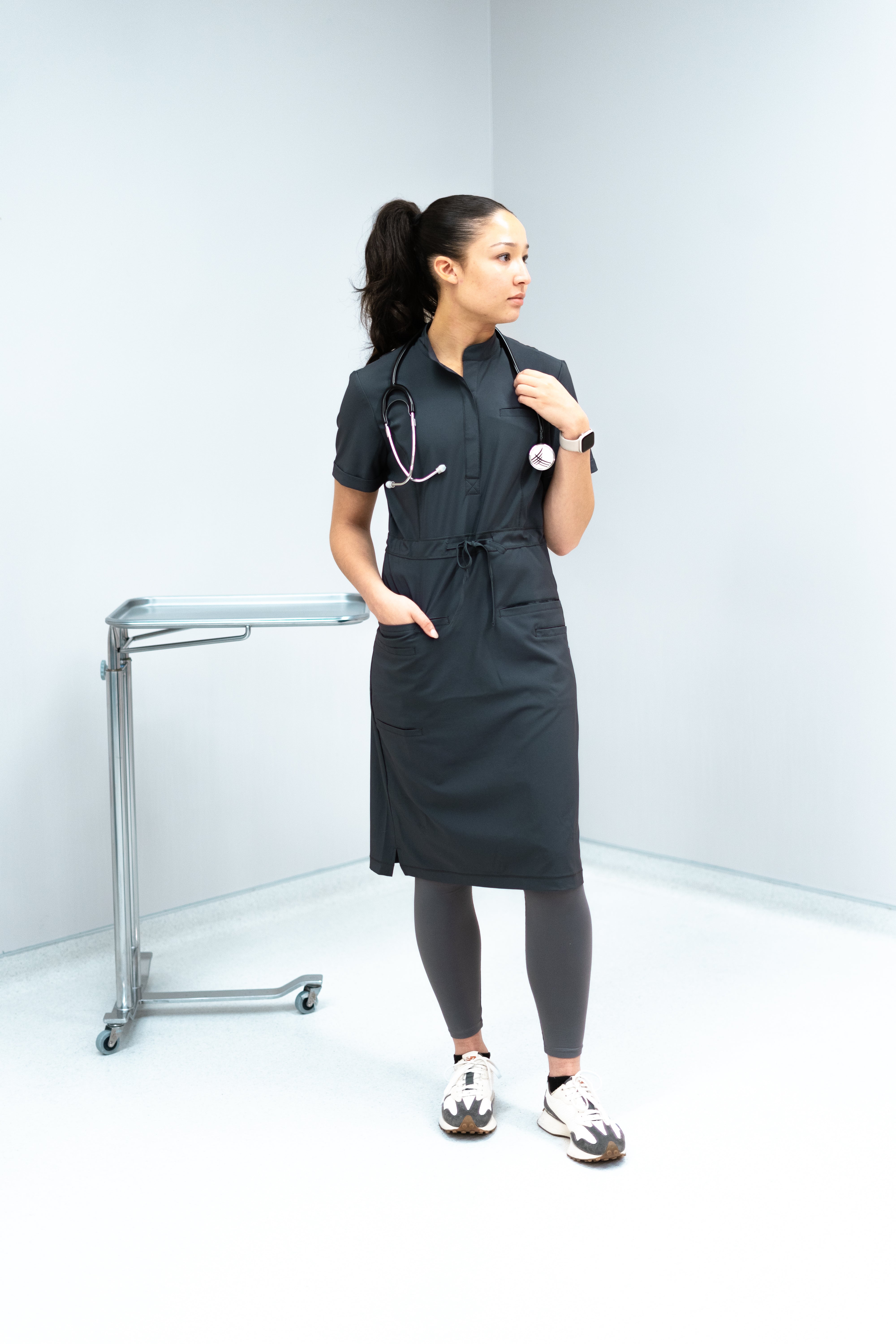 Women's Medical Scrub Dress | Pewter | C.Saucy