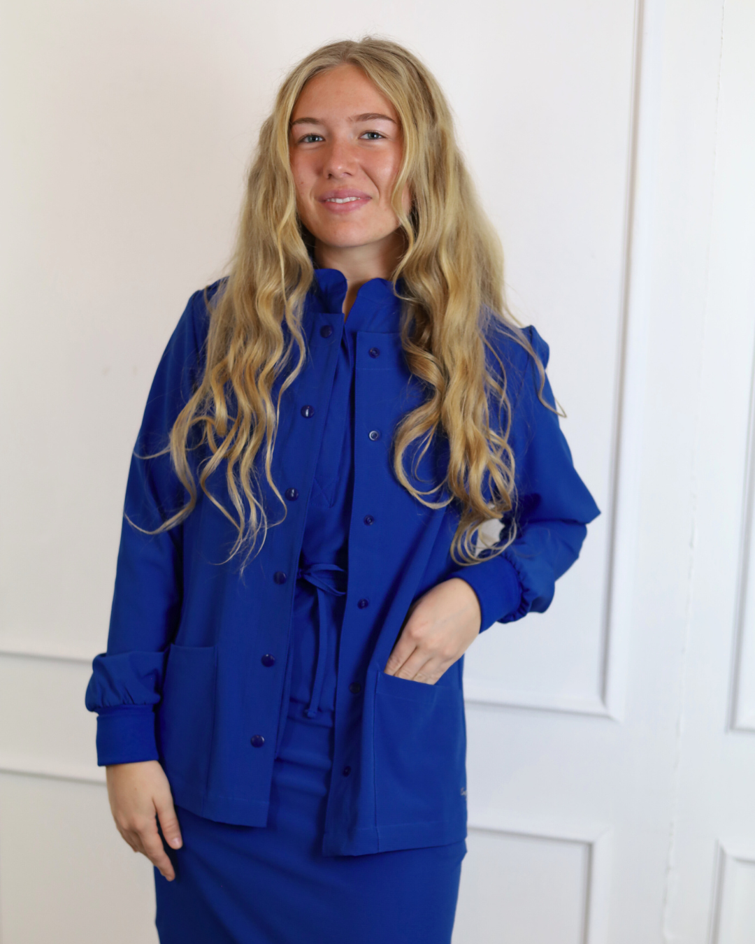 Original Collection | 3-Pocket Snap Front Scrub Jacket | Galaxy Blue