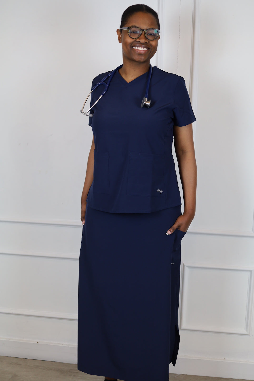 Original Ankle Length Scrub Skirt - Navy Blue