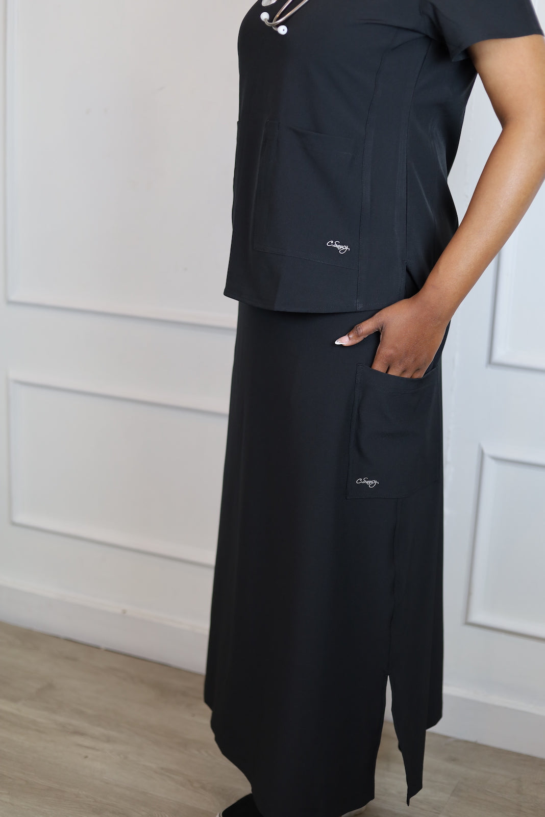 Original Ankle Length Scrub Skirt - Black