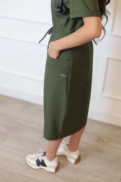The Iconic Scrub Dress in the Original Collection | Olive Green
