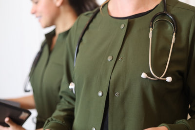 Original Collection | 3-Pocket Snap Front Scrub Jacket | Olive Green