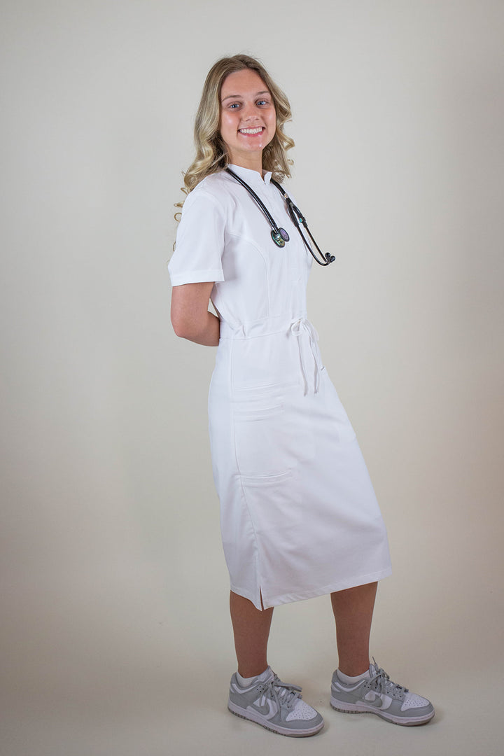 fitted lace wedding dress Women's Medical Scrub Dress | White
