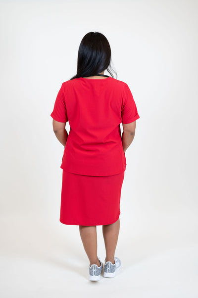 FINAL SALE - The Effortless Scrub Top- Red