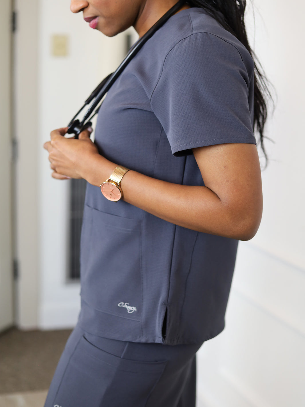 Women's Medical Scrub Tops | Pewter | C.Saucy